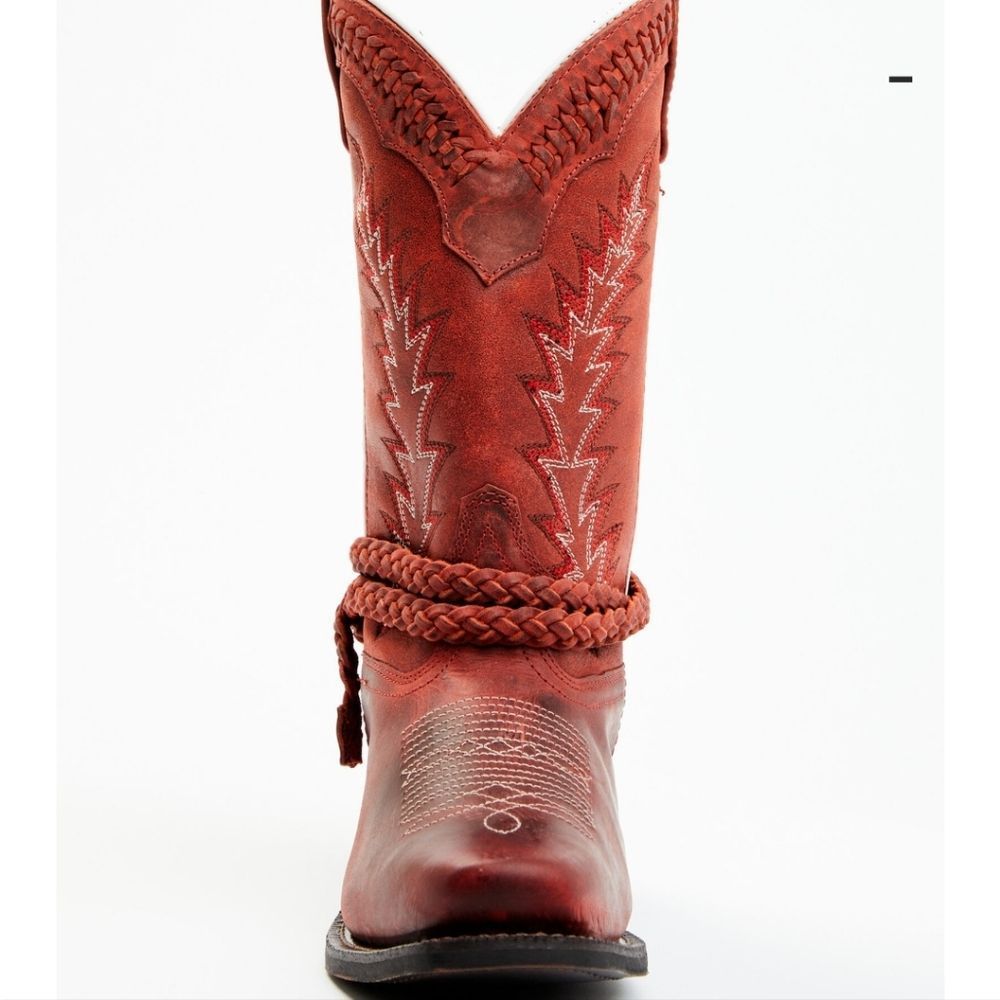 Laredo Knot In Time Square Toe Boots-Red - Picture 4 of 12